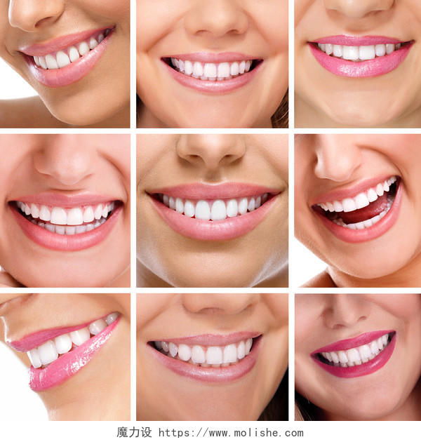 各角度女性牙齿特写牙齿美白口腔牙齿